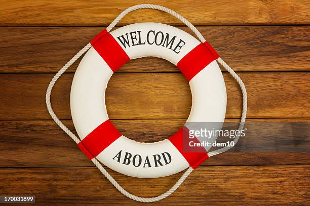 life buoy - welcome sign stock pictures, royalty-free photos & images
