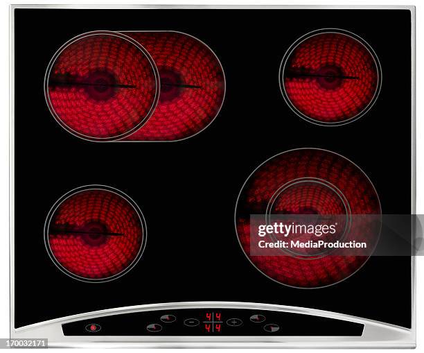 hot electric hob - plaque de cuisson vitrocéramique photos et images de collection