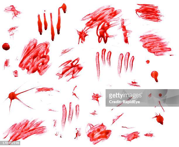 abstract scarlet finger painting done in what looks like blood! - blood stock pictures, royalty-free photos & images