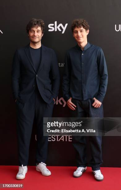 Lino Guanciale and Filippo Scotti attend the photocall of "Un'estate fa" Sky Tv Series at Cinema Troisi on September 25, 2023 in Rome, Italy.