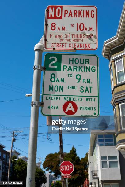 no parking san francisco, california usa - parking sign stock pictures, royalty-free photos & images