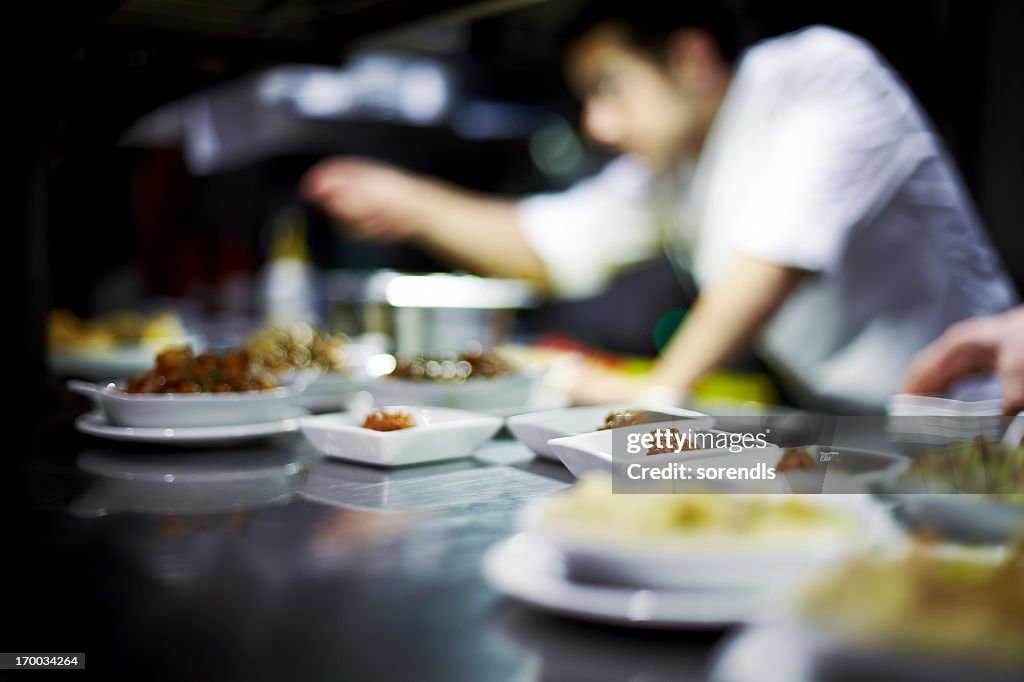 Chef preparing dishes