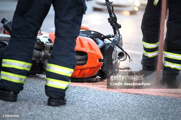 motorcycle accident - motorradunfall - crash stock pictures, royalty-free photos & images