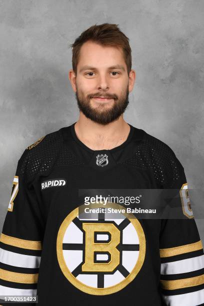 Jakub Zboril of the Boston Bruins poses for his official headshot for the 2023-2024 season on September 24, 2022 at the TD Garden in Boston,...