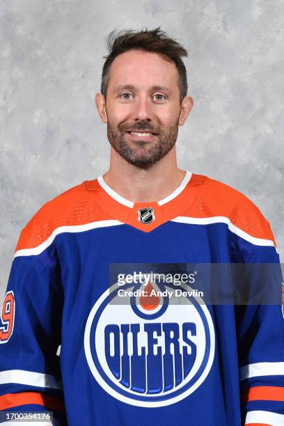 Sam Gagner of the Edmonton Oilers poses for his official headshot for the 2023-2024 season on September 20, 2023 at Rogers Place in Edmonton,...
