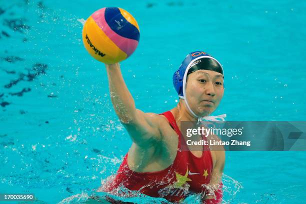 Liu Ping of China in action during the Women's Water Polo Gold Medal match between the China and Russia on day six of the FINA Women's World League...