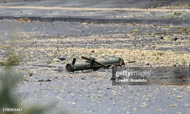 Rocket launcher, used by terrorists to carry out attack near the Turkish Interior Ministry in Turkish capital of Ankara, on October 01, 2023. Two...