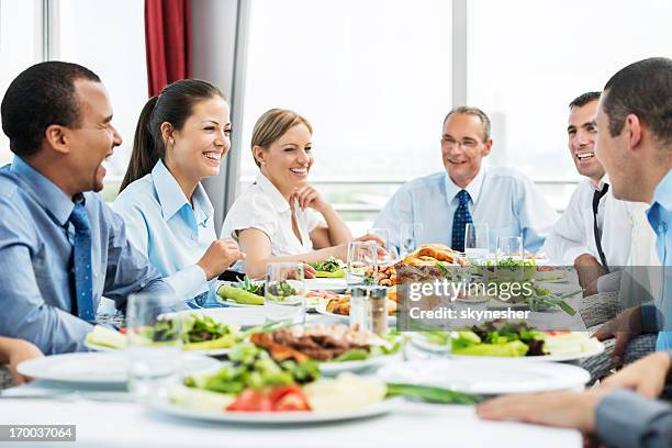 businesspeople on lunch. - victory dinner stockfoto's en -beelden