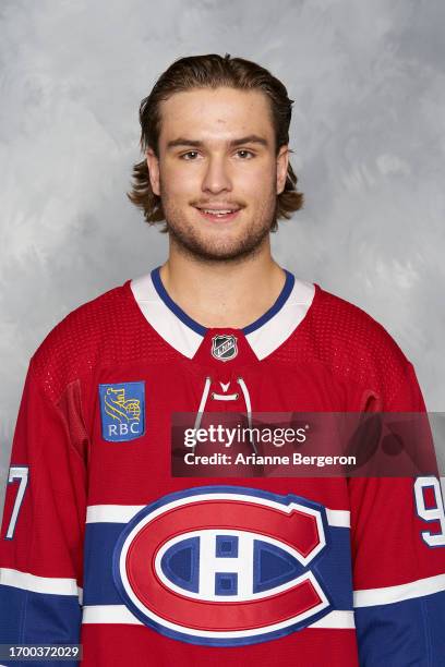 Joshua Roy of the Montreal Canadiens poses for his official headshot for the 2023-24 season at Sports Complex CN on September 13, 2023 in Brossard,...