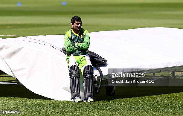 Kamran Akmal waits to bat during a nets session at The Kia Oval on June 5, 2013 in London, England.