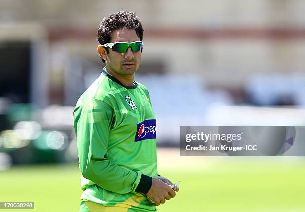 Saeed Ajmal bowls during a nets session at The Kia Oval on June 5, 2013 in London, England.