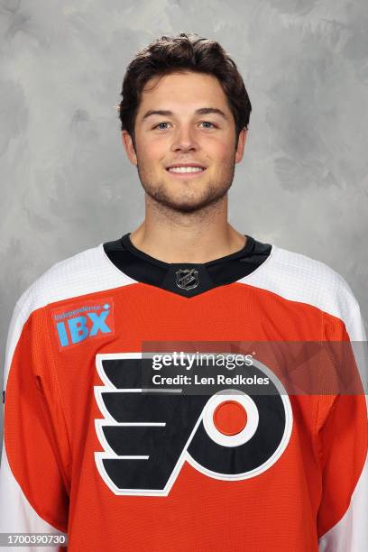 Tyson Foerseter of the Philadelphia Flyers poses for his official headshot for the 2023-2024 season on September 20, 2023 at the Flyers Training...