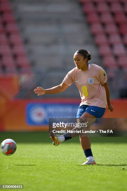 Lauren James of England in action during a training session at Stadium Galgenwaard on September 25, 2023 in Utrecht, Netherlands.