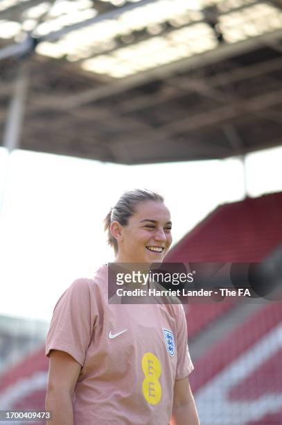 Alessia Russo of England reacts during a training session at Stadium Galgenwaard on September 25, 2023 in Utrecht, Netherlands.