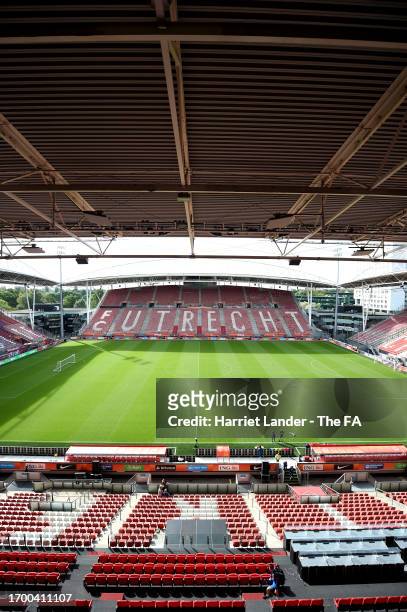 General view in the stadium prior to a training session at Stadium Galgenwaard on September 25, 2023 in Utrecht, Netherlands.
