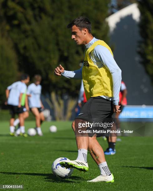 Aleksandar Stankovic of FC Internazionale in action during the FC Internazionale training session at Suning Training Centre at Appiano Gentile on...
