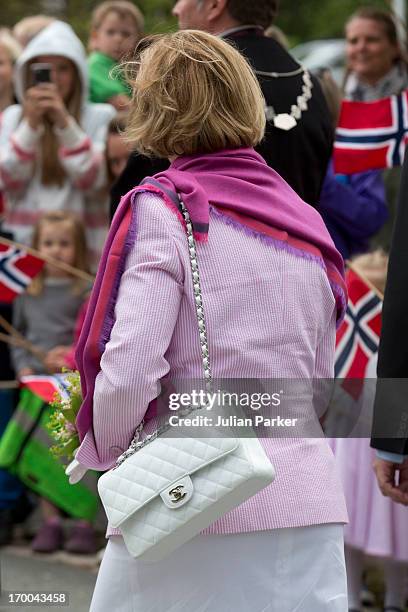 Queen Sonja of Norway ,on the last day of a three day visit to the county of Sor Trondelag, visits the municipality of Bjugn, on June 6, 2013 in...