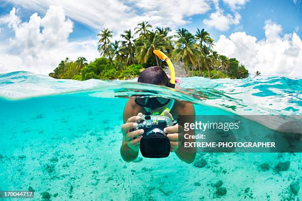 underwater filming - maldives sport stock pictures, royalty-free photos & images