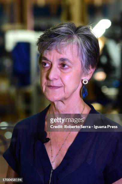 Italian art historian Emanuela Daffra Director of Opificio delle Pietre Dure attends the Opificio delle Pietre Dure Restorers Laboratory Press...