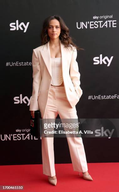 Antonia Fotaras attends the photocall of "Un'estate fa" Sky Tv Series at Cinema Troisi on September 25, 2023 in Rome, Italy.