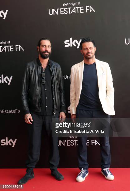 Producers Marco De Angelis and Nicola De Angelis attend the photocall of "Un'estate fa" Sky Tv Series at Cinema Troisi on September 25, 2023 in Rome,...
