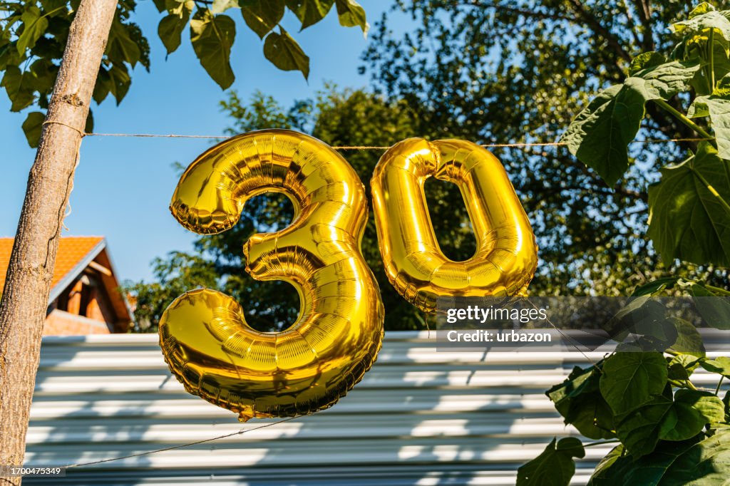 30th Birthday Balloon Sign Outdoors