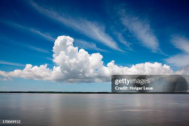 white cloud in blue sky on guayas river - cumulus cloud stock pictures, royalty-free photos & images