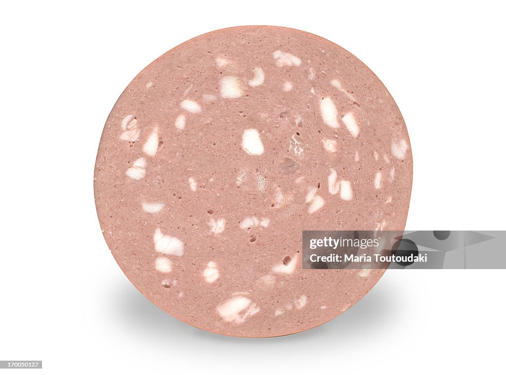 Piece of mortadella