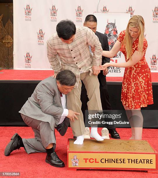 Actor Jackie Chan poses at his Hand/Footprint Cement Ceremony at TCL Chinese Theatre on June 6, 2013 in Hollywood, California.