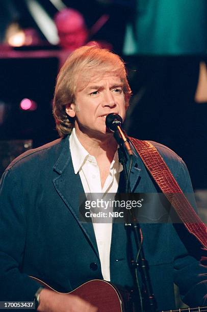 Episode 637 -- Pictured: Justin Hayward of musical guest The Moody Blues performs on February 21, 1995 --