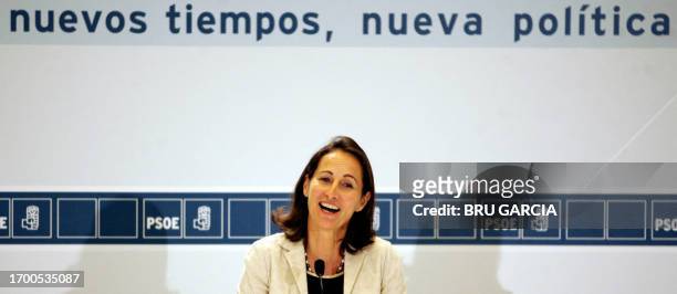 French Socialist Party front runner for the French Presidency Segolene Royal speaks at a press conference following her meeting with Spanish Prime...