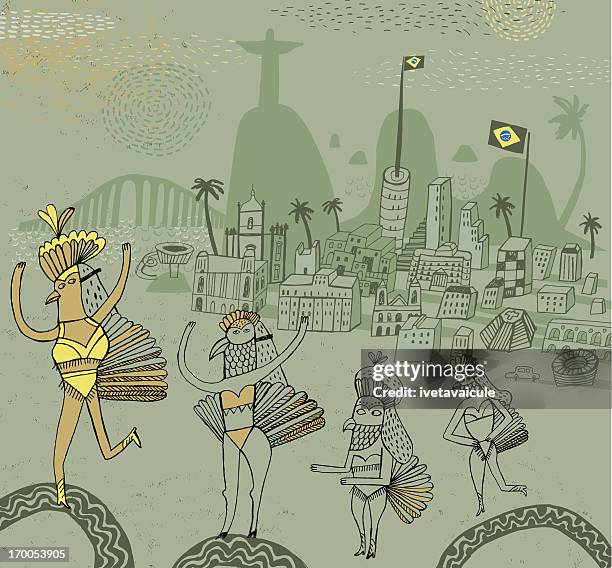 rio de janeiro, brasilien in südamerika - karneval rio stock-grafiken, -clipart, -cartoons und -symbole