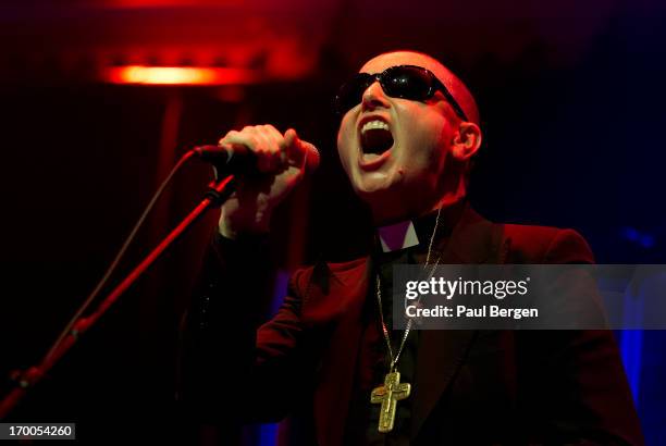 Irish singer Sinead O'Connor performs on stage dressed as a priest, Paradiso, Amsterdam, 22 April 2013.