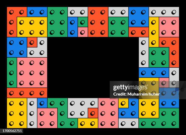 vector background with colorful toy blocks. - plastic building blocks stock illustrations