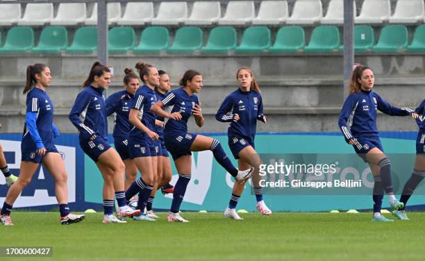 Players of Italian women's national team in action during Italy Women Training Session & Press Conference on September 25, 2023 in Castel di Sangro,...