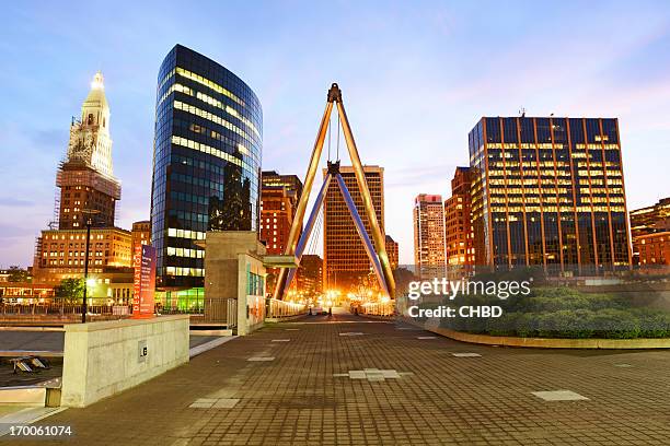 hartford ct at dusk - connecticut stock pictures, royalty-free photos & images