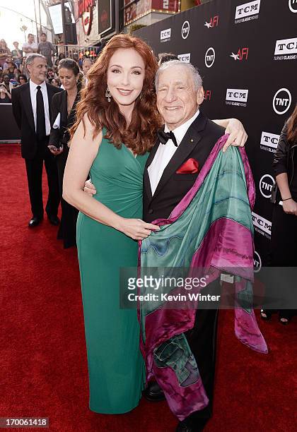 Actress Amy Yasbeck and honoree Mel Brooks attend the 41st AFI Life Achievement Award Honoring Mel Brooks at Dolby Theatre on June 6, 2013 in...