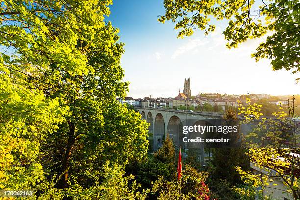 beautiful switzerland city fribourg sunrise - fribourg canton stock pictures, royalty-free photos & images