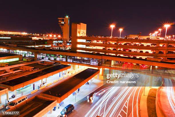 airport in night - philadelphia airport stock pictures, royalty-free photos & images