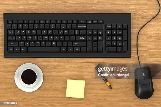 office desktop - aerial view desk stock pictures, royalty-free photos & images