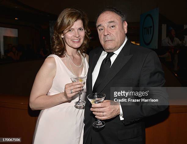 Executive Vice President and Chief Communications Officer, CBS Corporation Gil Schwartz and wife, Laura Schwartz attend a reception at the 41st AFI...