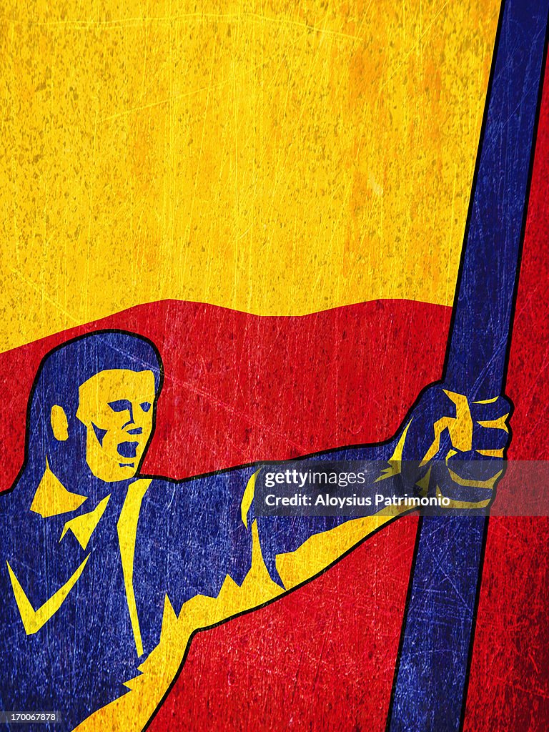 A man holding a flag