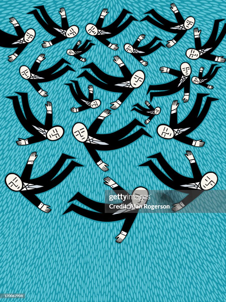 Businessman falling
