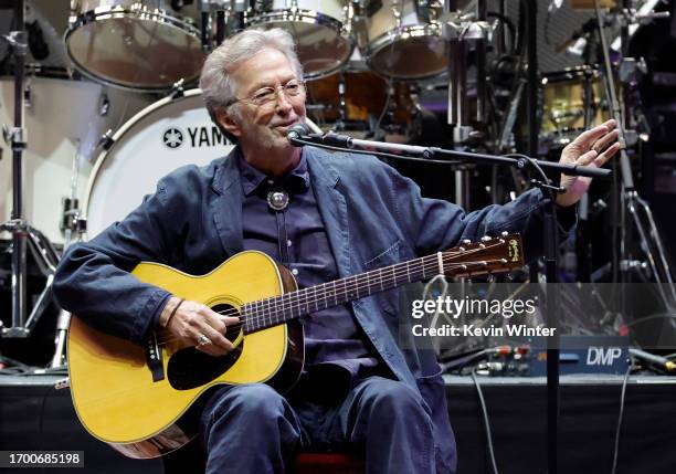 Eric Clapton performs onstage during Day 2 of Eric Clapton's Crossroads Guitar Festival at Crypto.com Arena on September 24, 2023 in Los Angeles,...