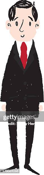 a businessman in a black suit and red tie - black tie点のイラスト素材／クリップアート素材／マンガ素材／アイコン素材