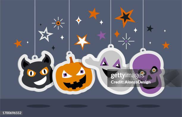 halloween labels. - magic wand background stock illustrations