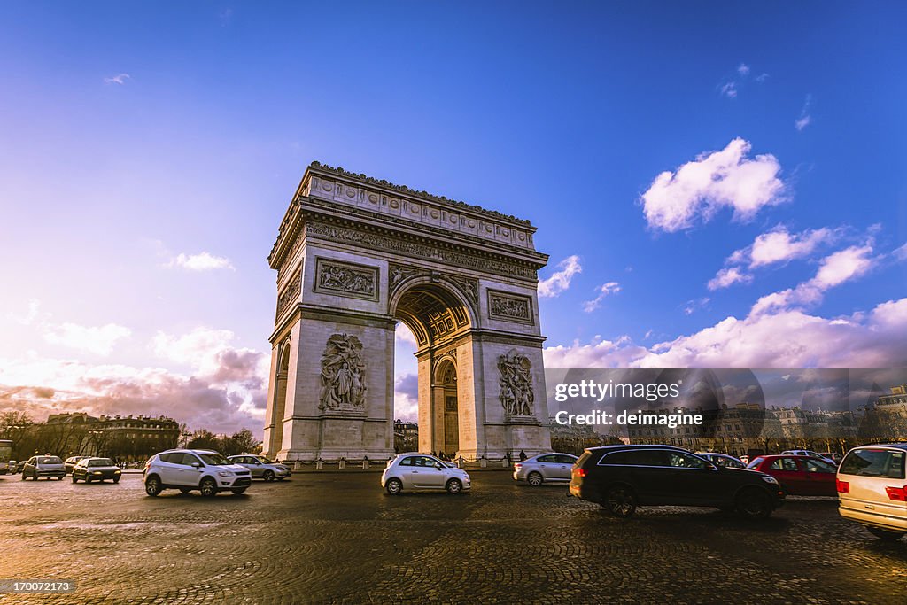 Traffic at Arc de Triomphe Paris