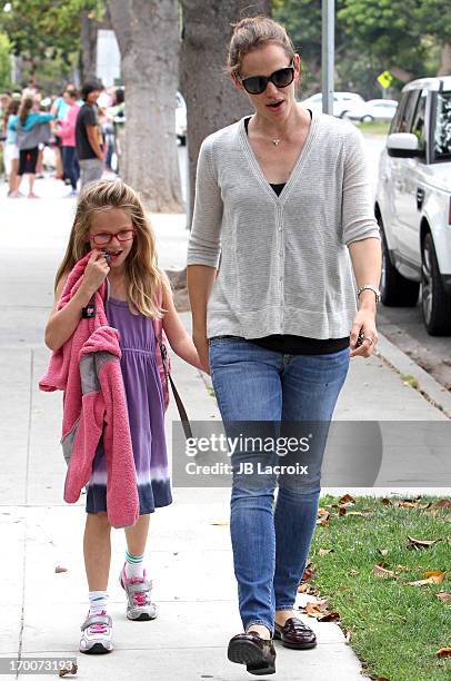 Violet Affleck and Jennifer Garner are seen on June 6, 2013 in Los Angeles, California.