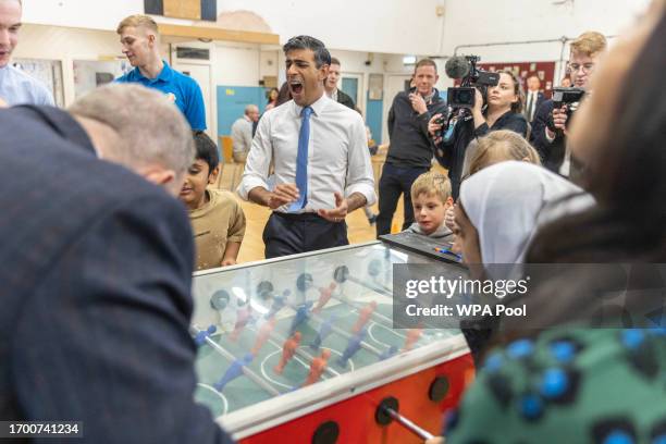 The Prime minister Rishi Sunak and his wife Akshata Murthy visit the Burnley Boys and Girls Club in Burnley on the opening day of the Conservative...