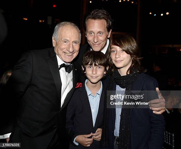 Honoree Mel Brooks and actor Steven Weber with sons, Alfie Weber and Jack Weber attend the 41st AFI Life Achievement Award Honoring Mel Brooks at...